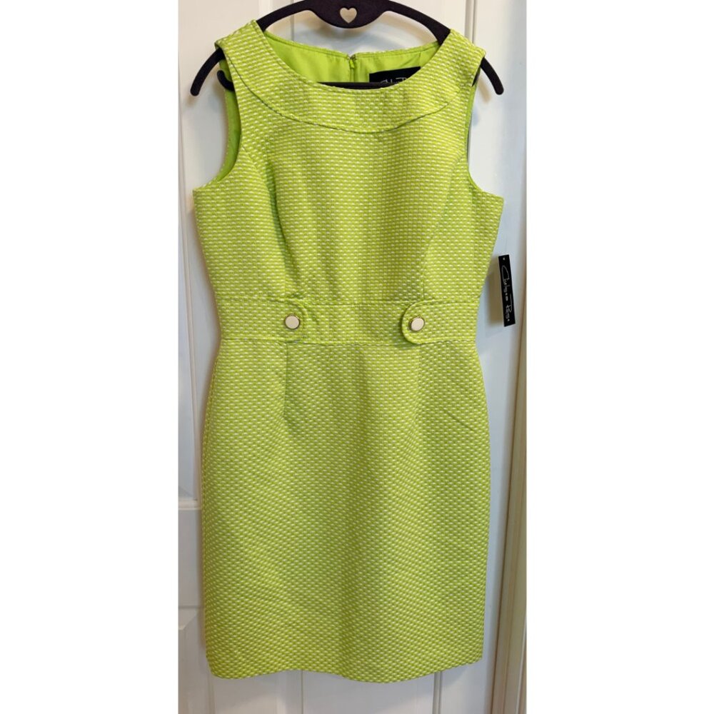 Chelsea Rose Citrine Green Textured Sheath Dress NWT Size 6